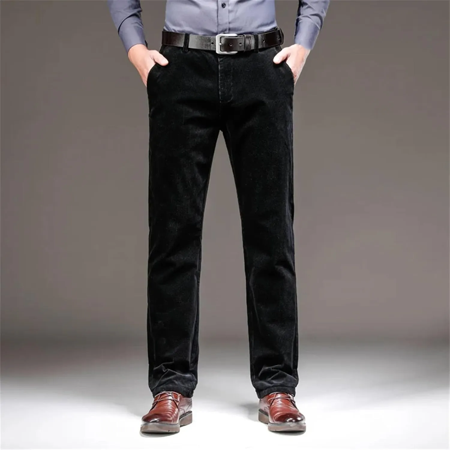 Corduroy Pants Men Winter Business Casual Trousers Clothing Man Office Classic Long Straight Pant Cotton Male