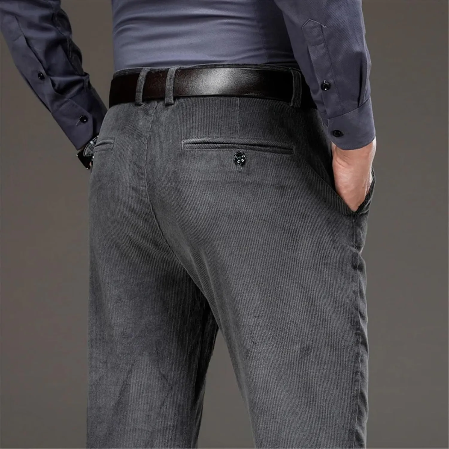 Corduroy Pants Men Winter Business Casual Trousers Clothing Man Office Classic Long Straight Pant Cotton Male