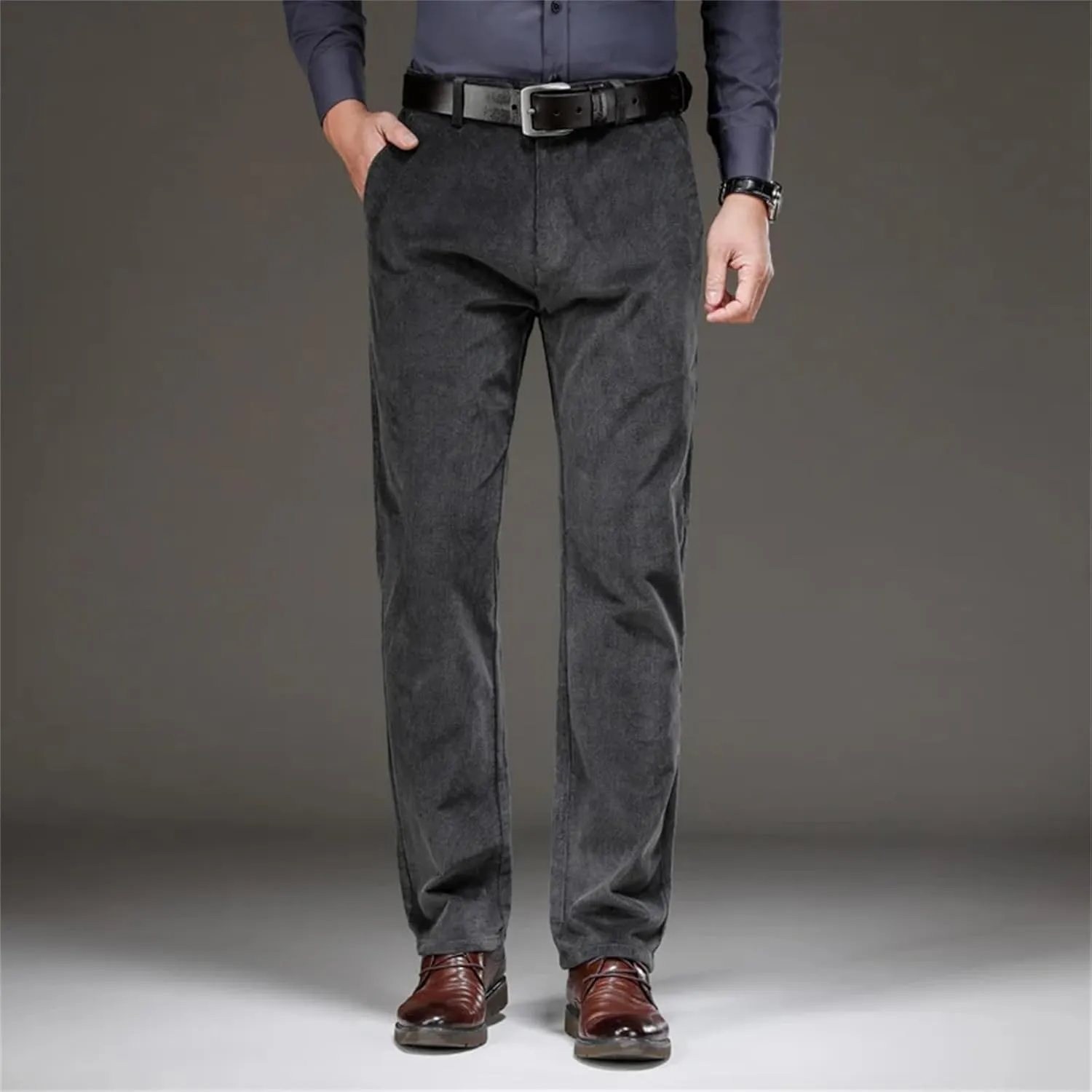 Corduroy Pants Men Winter Business Casual Trousers Clothing Man Office Classic Long Straight Pant Cotton Male