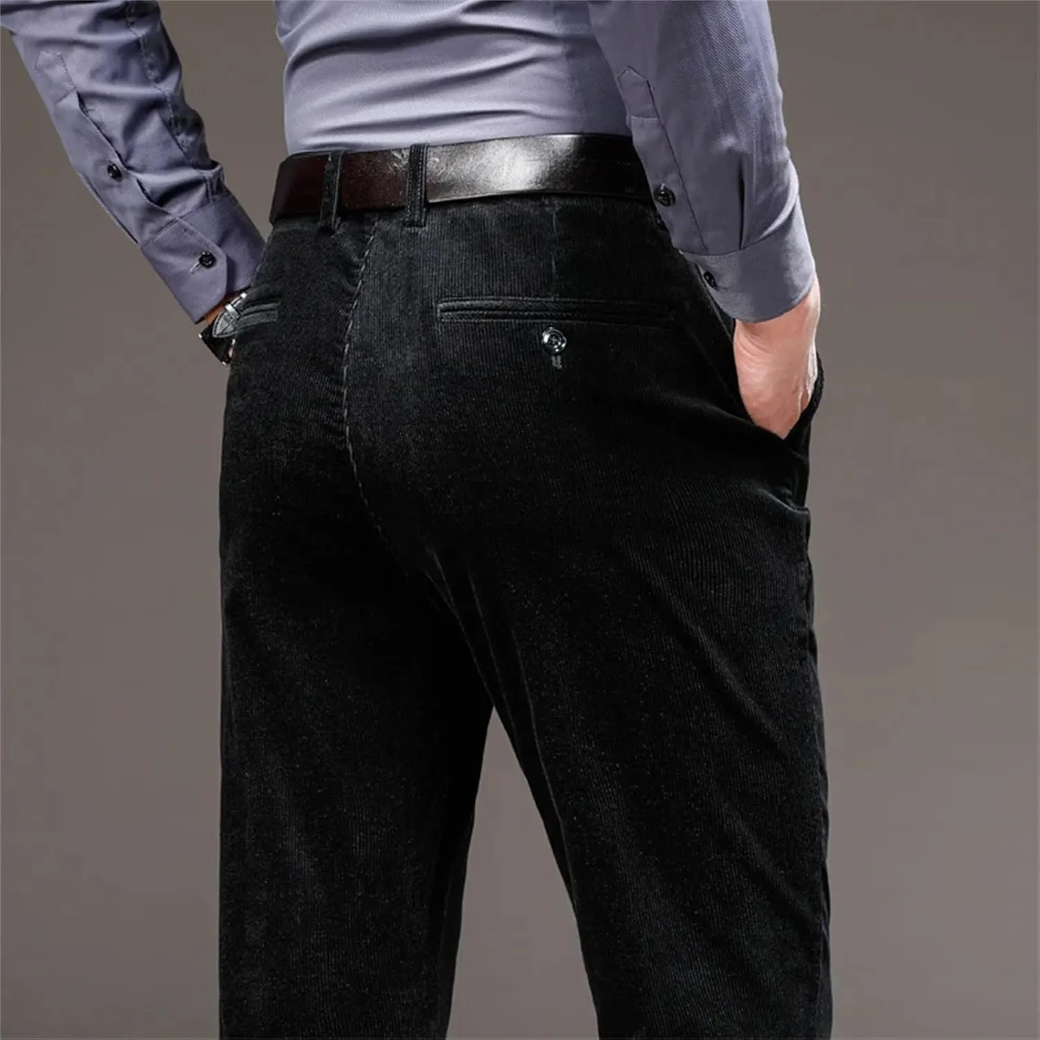 Corduroy Pants Men Winter Business Casual Trousers Clothing Man Office Classic Long Straight Pant Cotton Male