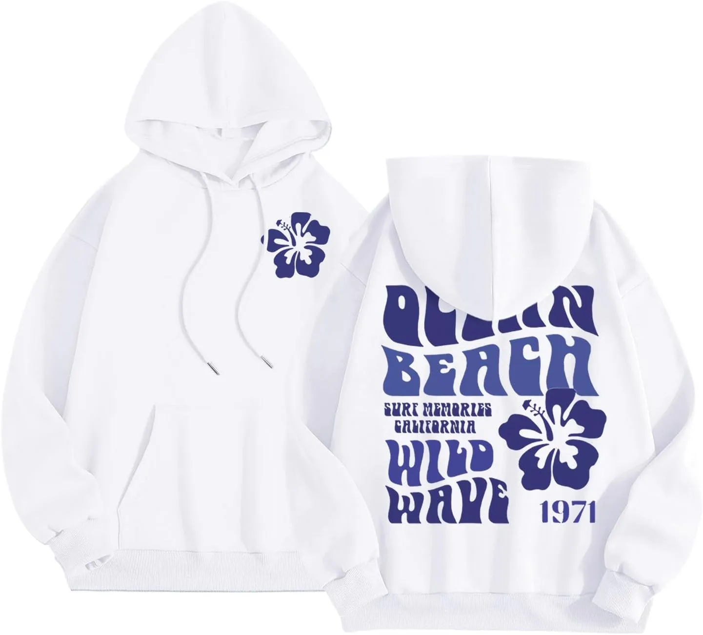 Cute 2 Piece Outfits Women, Teen Girls Preppy Puff Pullover Hoodies Pocket Drawstring Oversized Sweatpant Outfit Sets