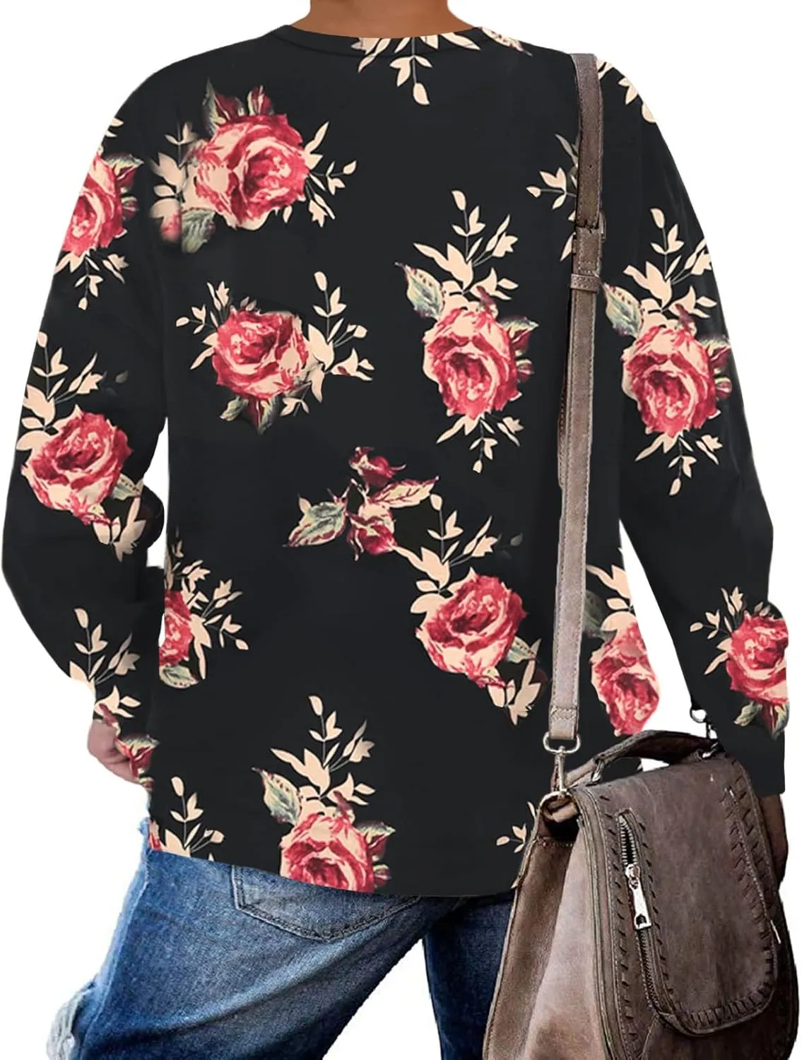 DOLNINE Plus-Size Sweatshirts for Women Casual Tops Side Slit Pullovers Shirts