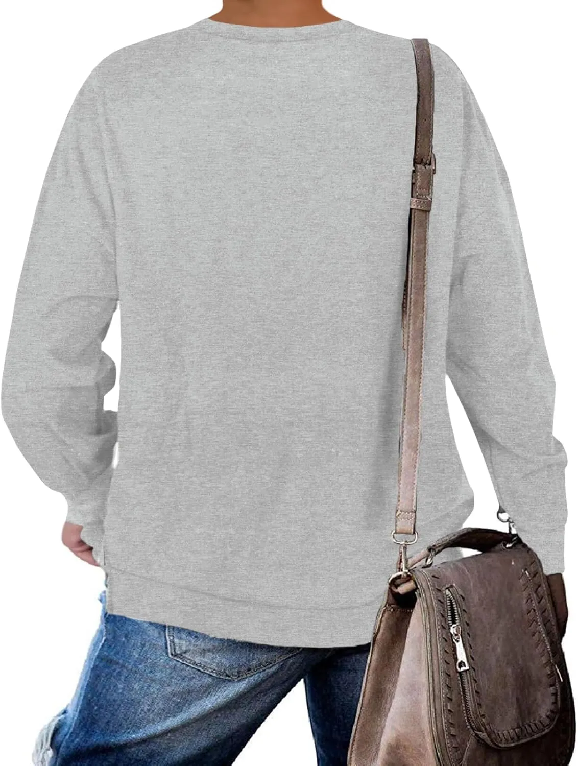 DOLNINE Plus-Size Sweatshirts for Women Casual Tops Side Slit Pullovers Shirts