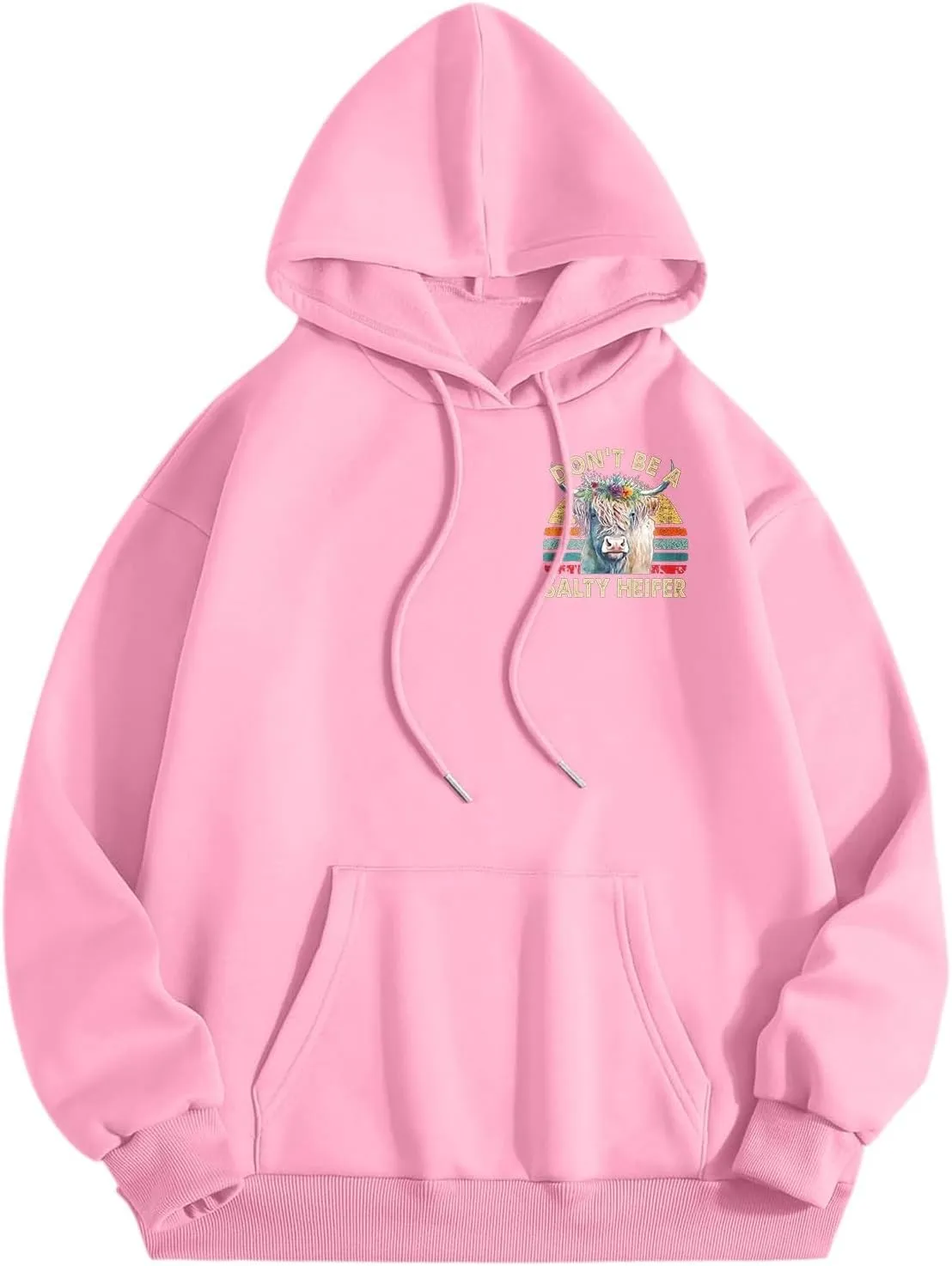 Don't Be A Salty Heifer Hoodies for Teen Girls Letter Print Sweatshirt Long Sleeve Preppy Pullover with Pocket