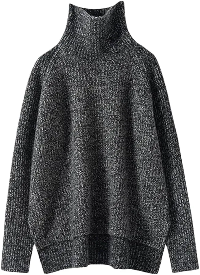 ERFMFKL Women Oversized Turtleneck Sweaters Cashmere Knitted Pullovers Jumpers Thick Warm Soft Sweater