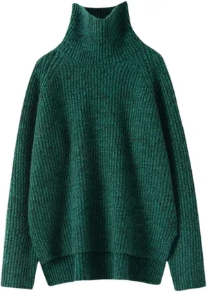 ERFMFKL Women Oversized Turtleneck Sweaters Cashmere Knitted Pullovers Jumpers Thick Warm Soft Sweater