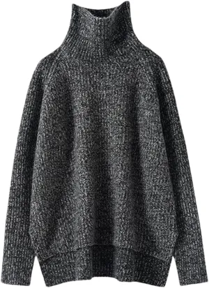 ERFMFKL Women Oversized Turtleneck Sweaters Cashmere Knitted Pullovers Jumpers Thick Warm Soft Sweater