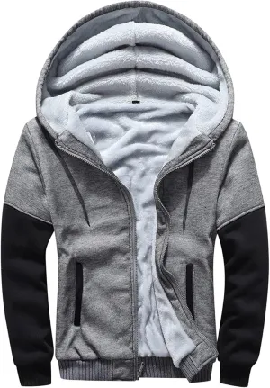 evzosrz Men's Pullover Winter Hooed Jackets Fleece Hoodies Zipper Sweatshirts Full Zip Wool Warm Thick Fashion Jacket Coats