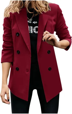 Fall Blazers for Women Open Front Long Sleeve Suit Jackets Oversized Open Front Work Office Boyfriend Blazer Outfits