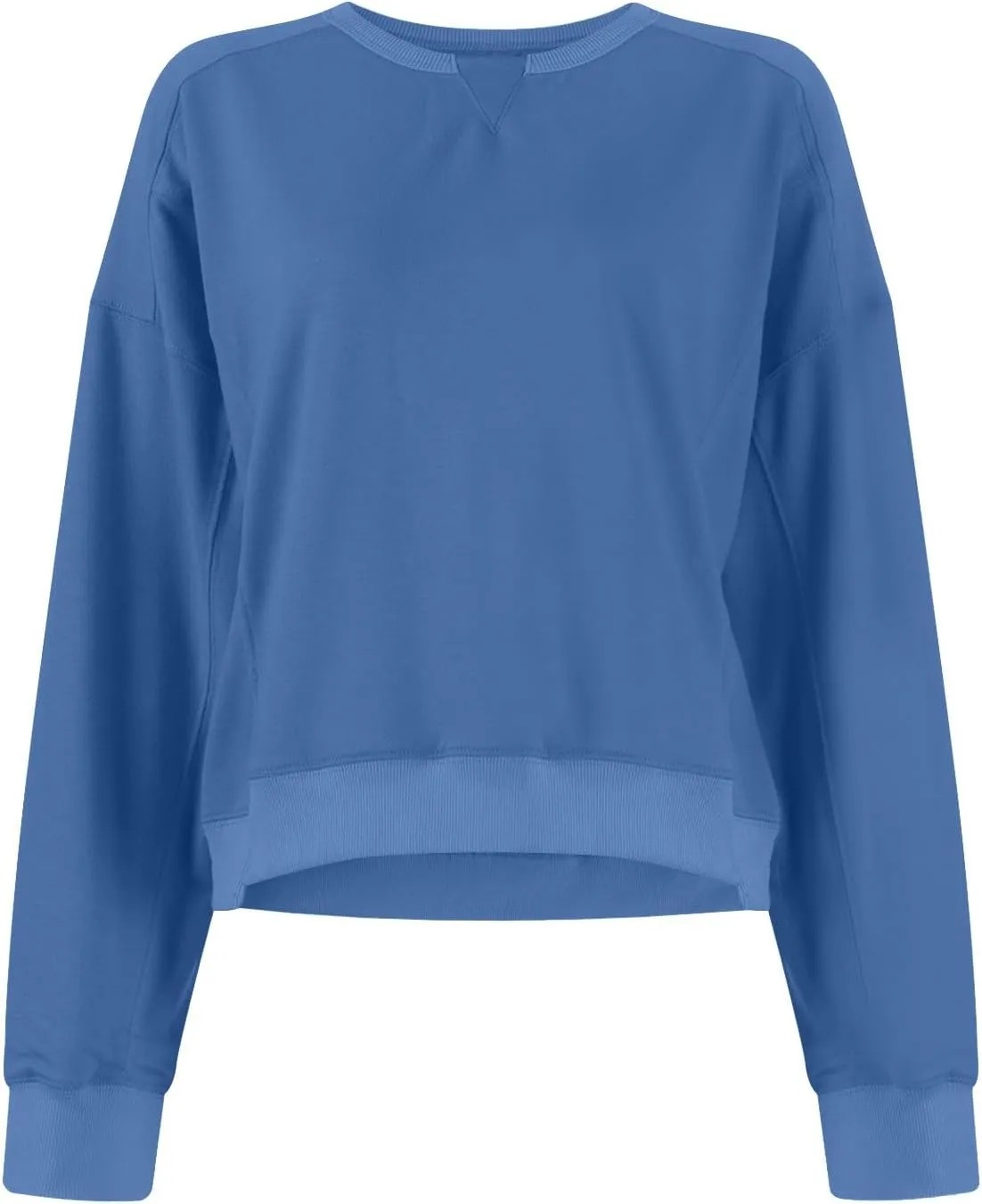 Fall Crew Neck Sweatshirts Women Solid Pullover Cropped Sweatshirt Long Sleeve Winter Side Split Sweaters Trendy 2024