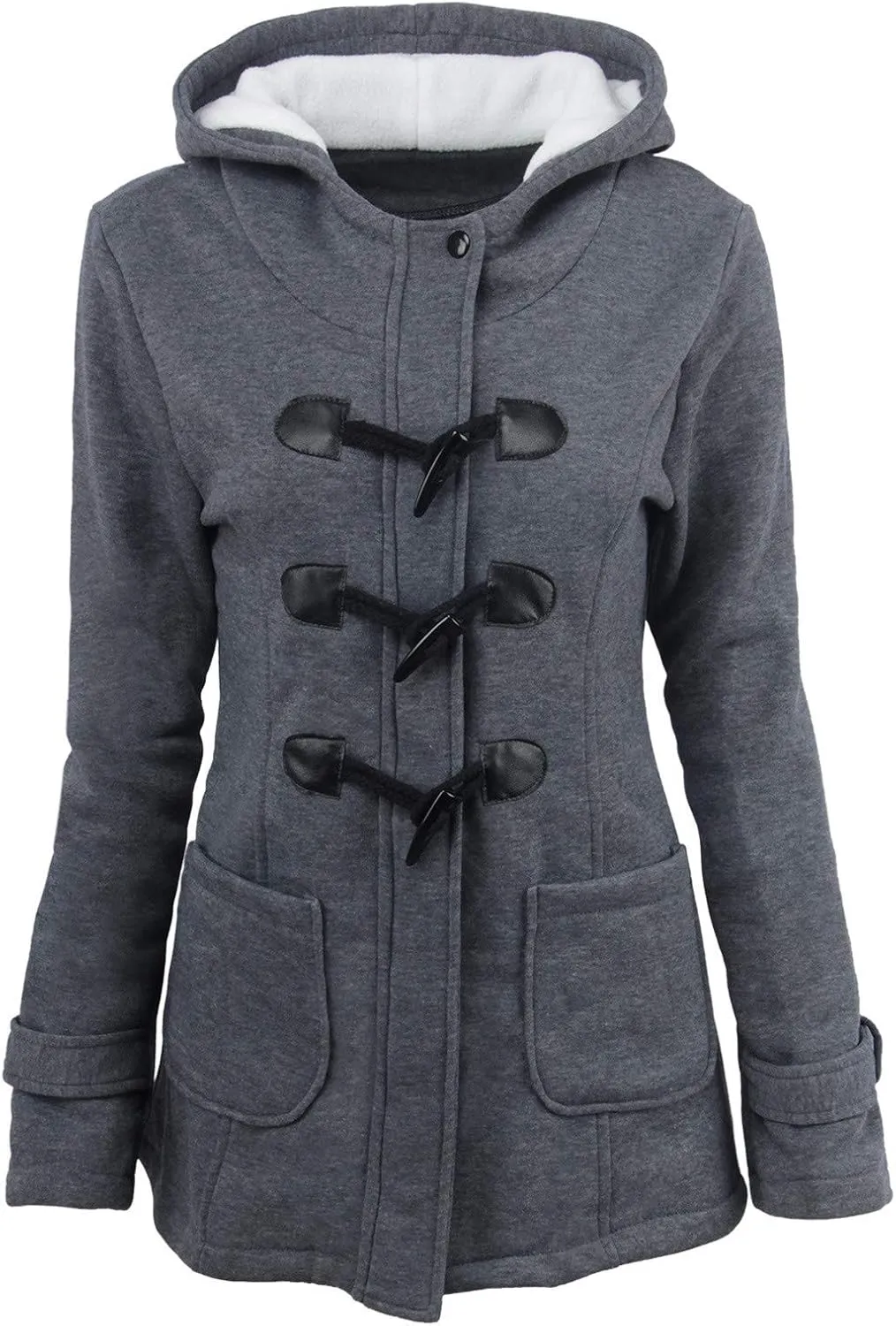 Fall Jacket Horn Button for Women Warm Fashion Coats Thick Jacket Casual Hoodie Sweatshirt Spring Autumn Zipper Coat