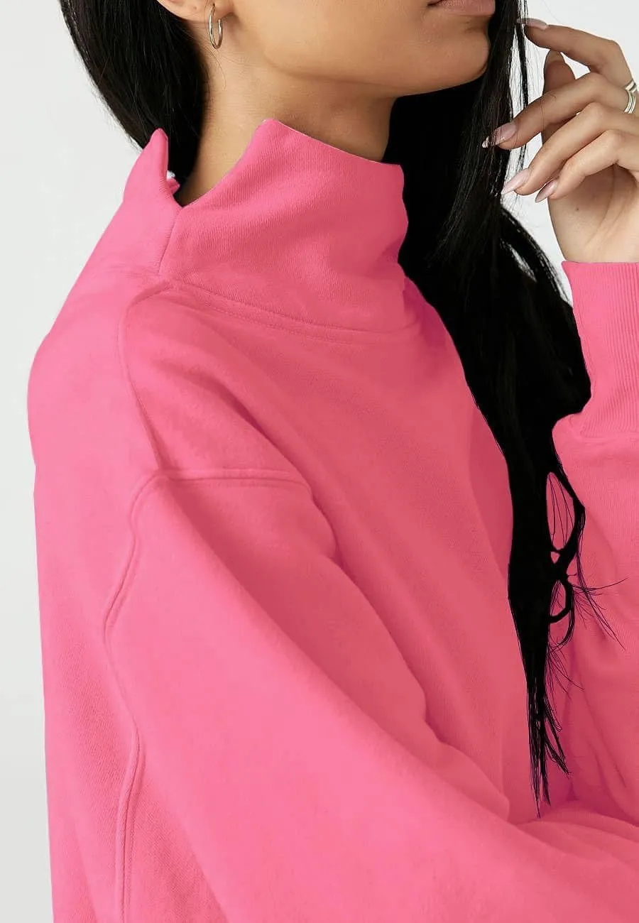 Fisoew Women's Oversized Turtleneck Sweatshirt Long Sleeve Pullover Casual Tops