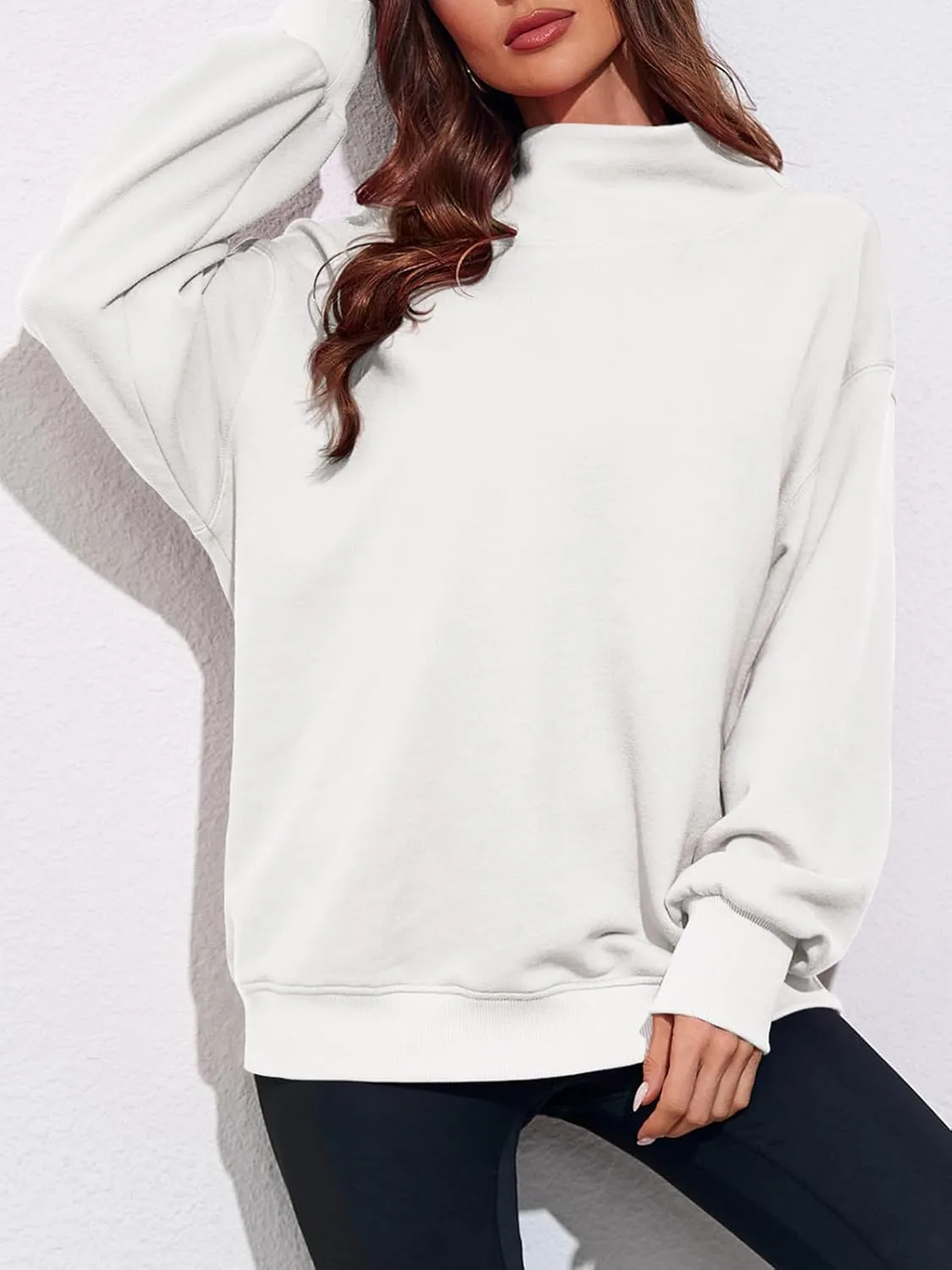 Fisoew Women's Oversized Turtleneck Sweatshirt Long Sleeve Pullover Casual Tops