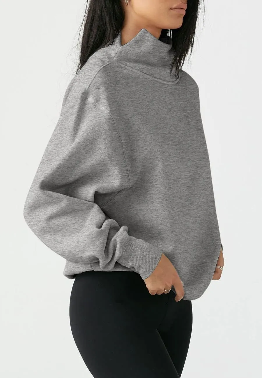 Fisoew Women's Oversized Turtleneck Sweatshirt Long Sleeve Pullover Casual Tops