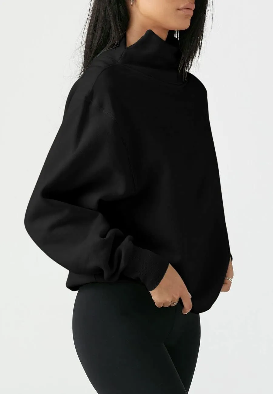Fisoew Women's Oversized Turtleneck Sweatshirt Long Sleeve Pullover Casual Tops