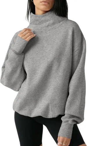 Fisoew Women's Oversized Turtleneck Sweatshirt Long Sleeve Pullover Casual Tops