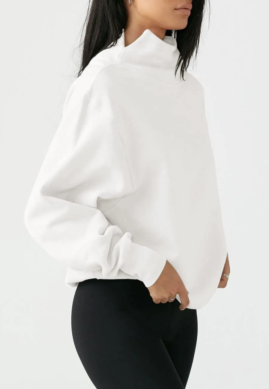 Fisoew Women's Oversized Turtleneck Sweatshirt Long Sleeve Pullover Casual Tops