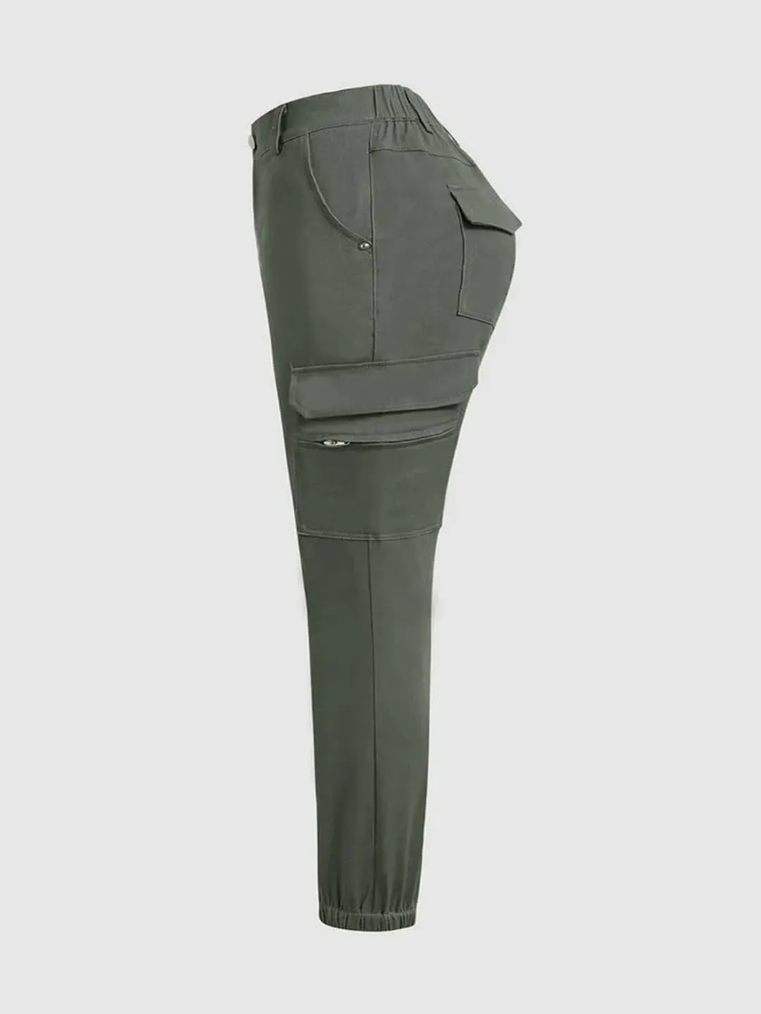 Flamingals Women's Mid Waist Skinny Jogger Flap Pocket Motorcycle Western Cargo Pants Slim Fit Jeans
