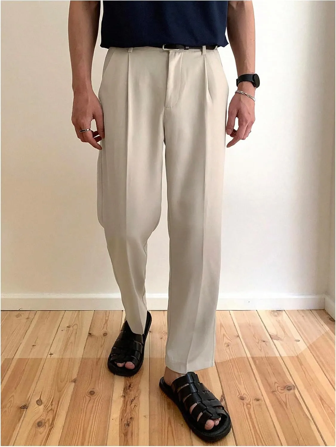 Floerns Men's Dress Pants Pleated Front Business Office Suit Trousers