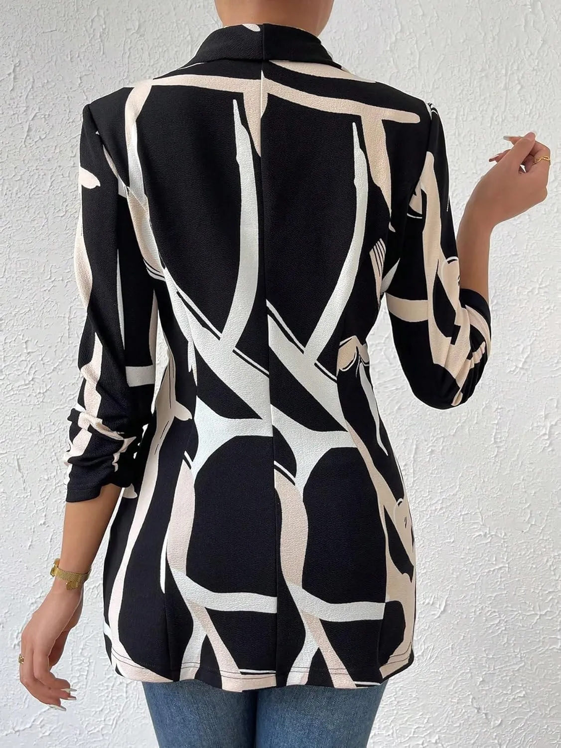 Floerns Women's Casual Long Sleeve Graphic Colorful Blazer Work Suit Jackets