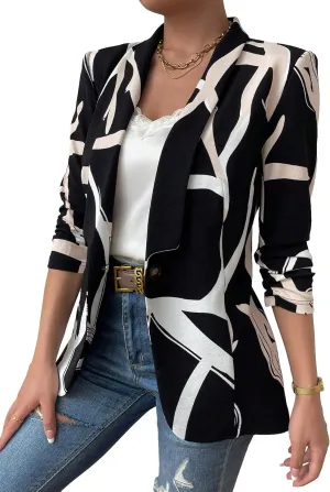 Floerns Women's Casual Long Sleeve Graphic Colorful Blazer Work Suit Jackets