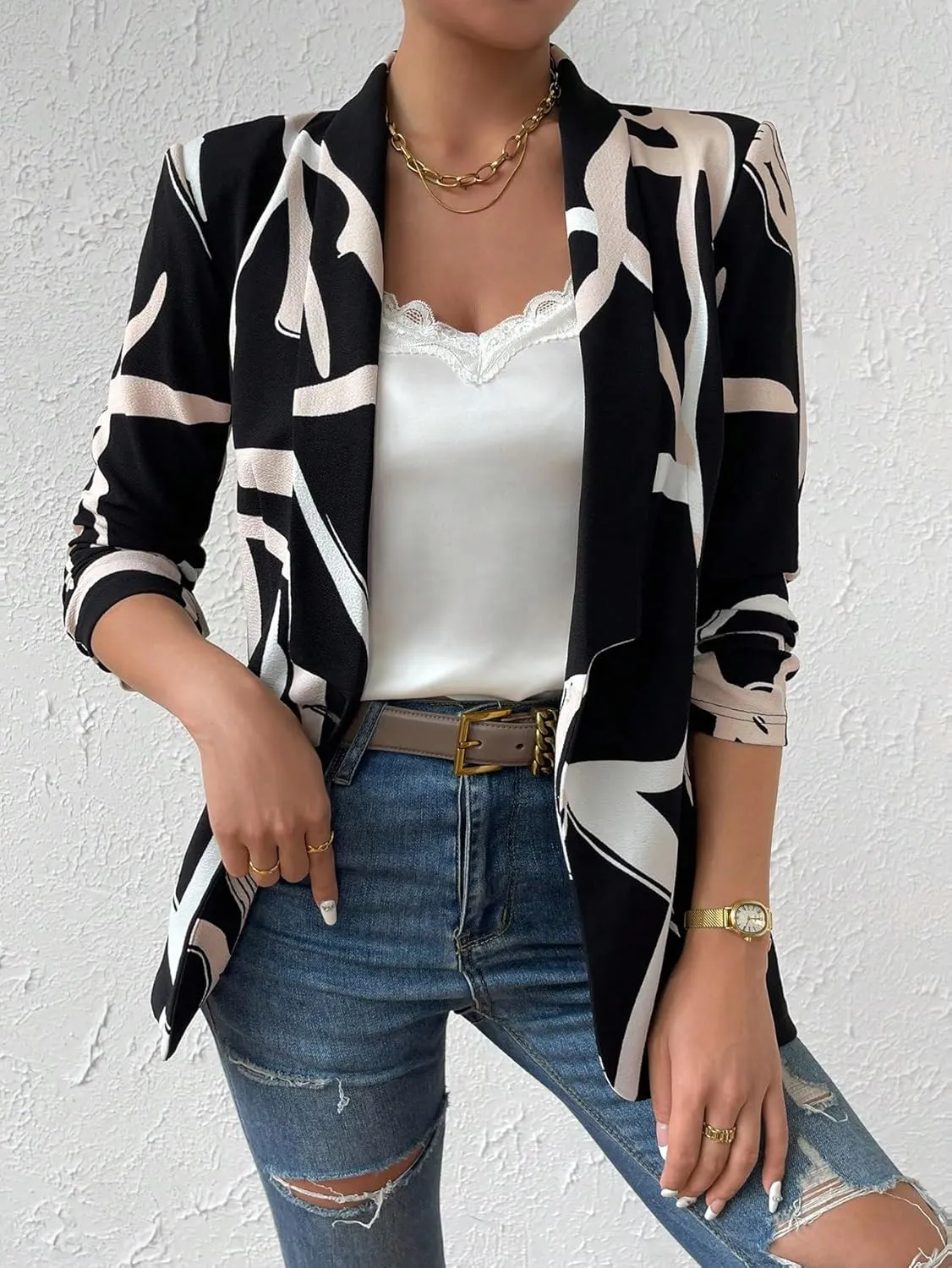 Floerns Women's Casual Long Sleeve Graphic Colorful Blazer Work Suit Jackets