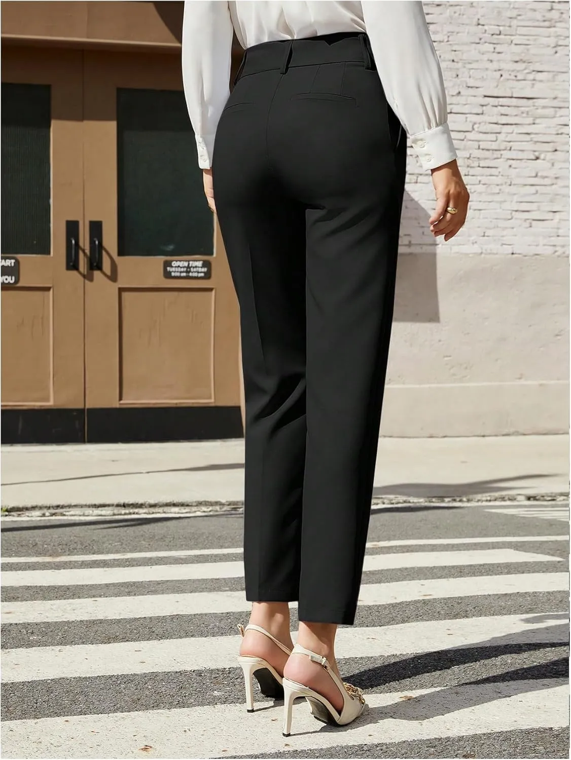 Floerns Women's High Waisted Straight Leg Pants Business Suit Trousers with Pockets