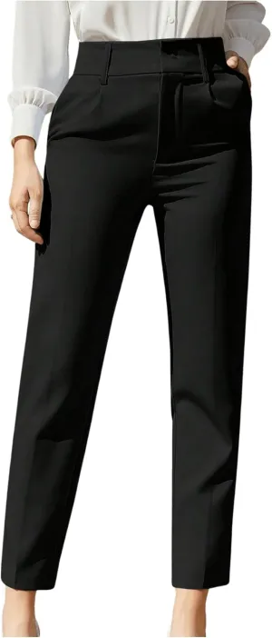 Floerns Women's High Waisted Straight Leg Pants Business Suit Trousers with Pockets