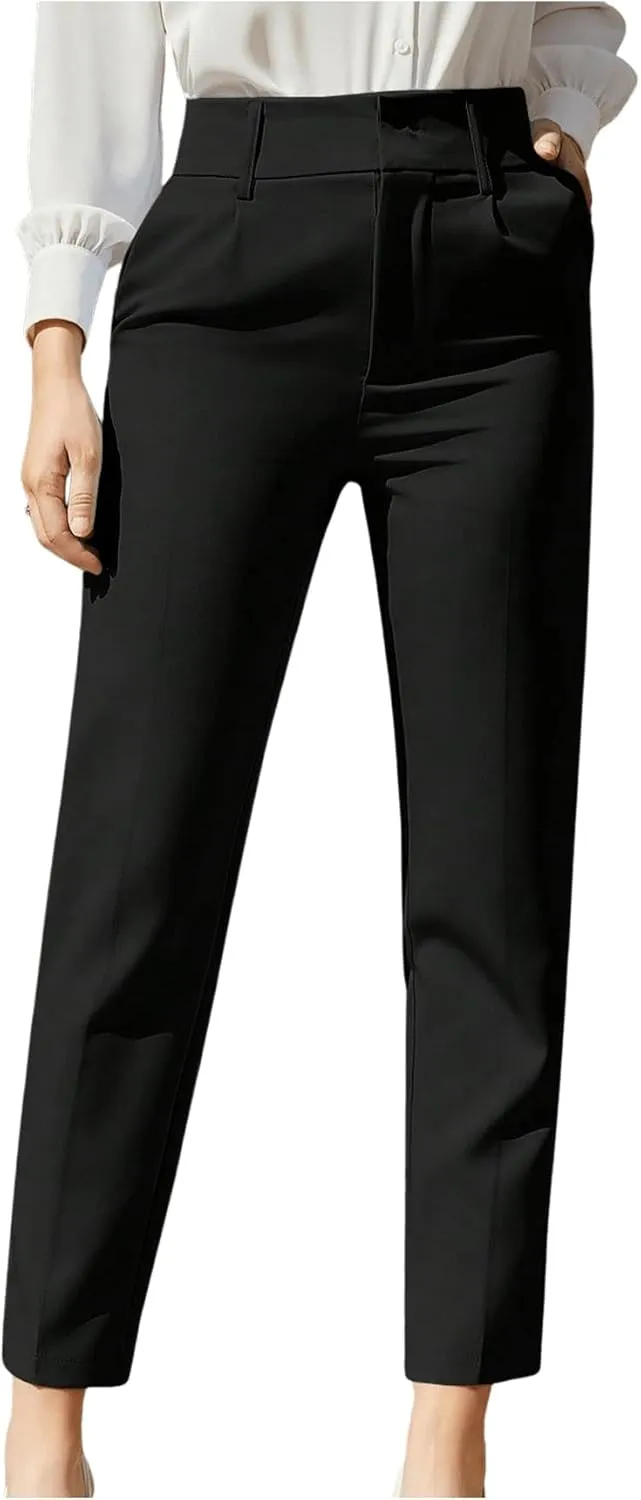 Floerns Women's High Waisted Straight Leg Pants Business Suit Trousers with Pockets