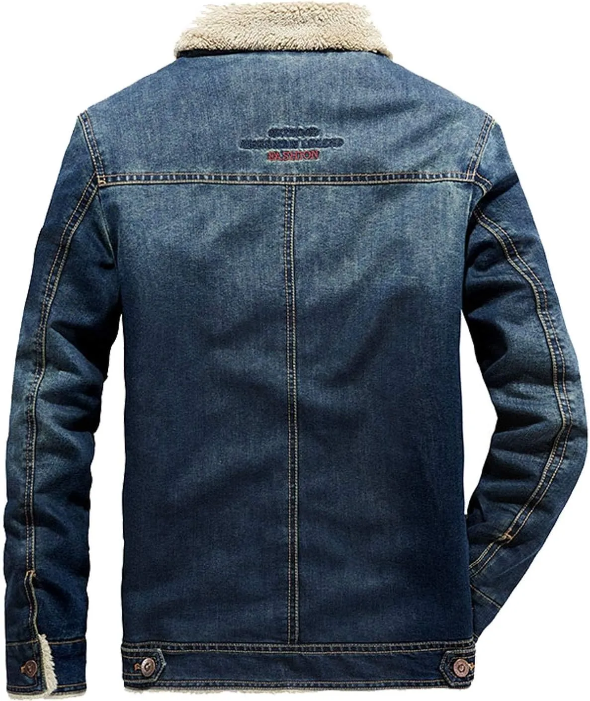 Flygo Men's Sherpa Fleece Lined Denim Trucker Jacket Winter Jean Jacket Cowboy Coat
