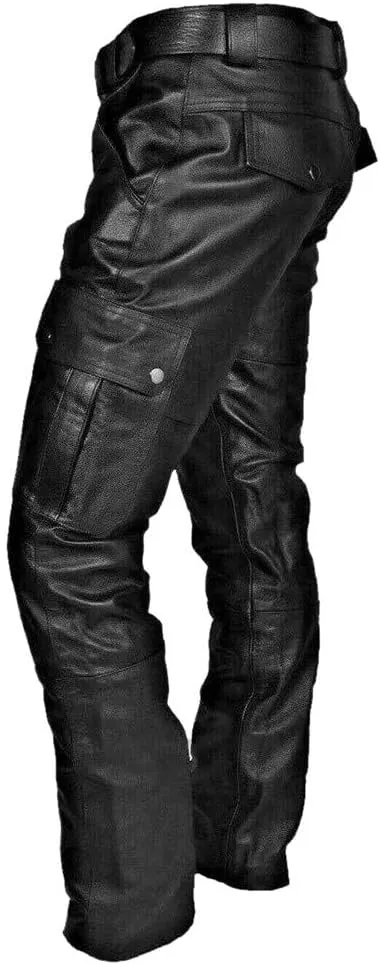 GIERIDUC Men's Faux Leather Pants Mens Extra Long Length Pyjama Bottoms Men's Pants with Long Crotch Grey Sweatpants for Men