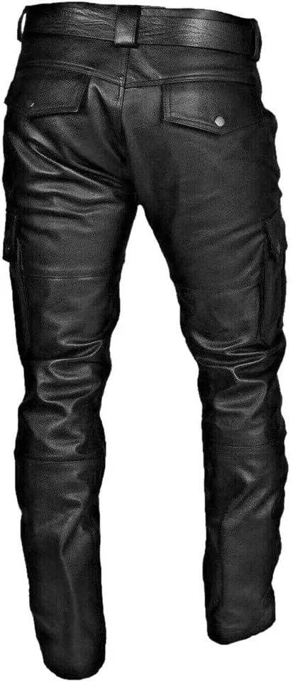 GIERIDUC Men's Faux Leather Pants Mens Extra Long Length Pyjama Bottoms Men's Pants with Long Crotch Grey Sweatpants for Men