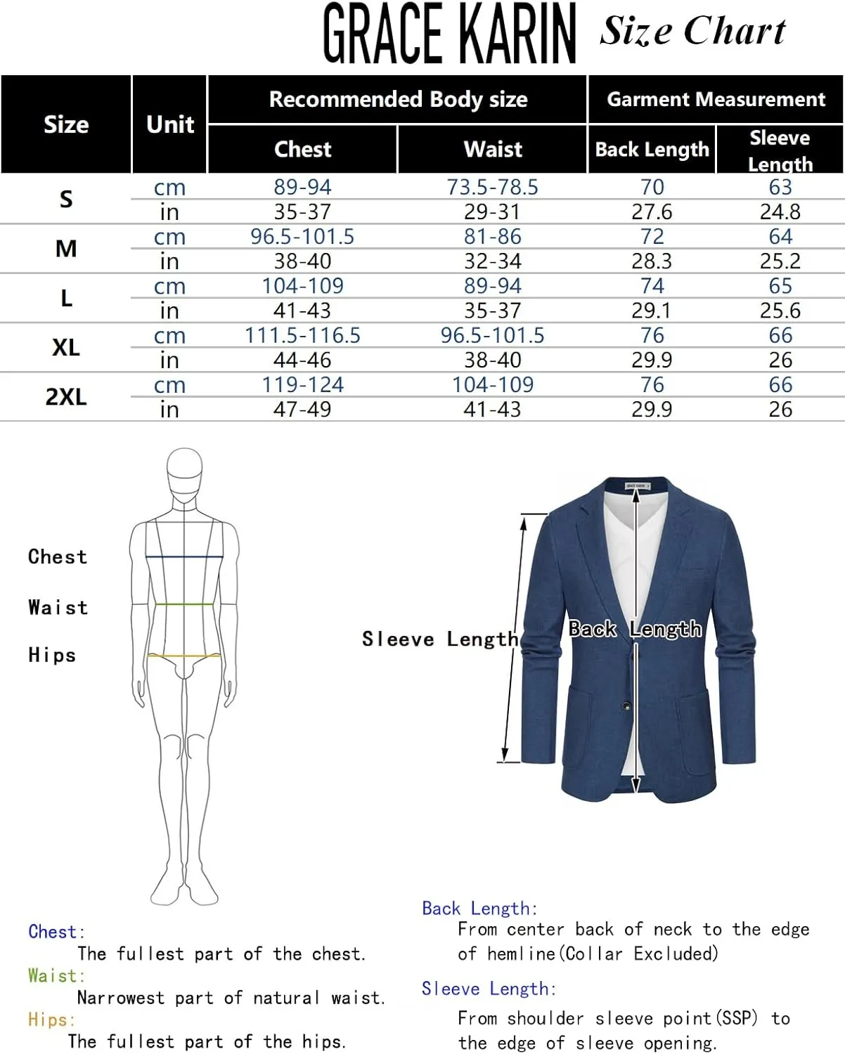 GRACE KARIN Men's Casual Blazer Suit Jackets 2 Button Lightweight Sport Coats