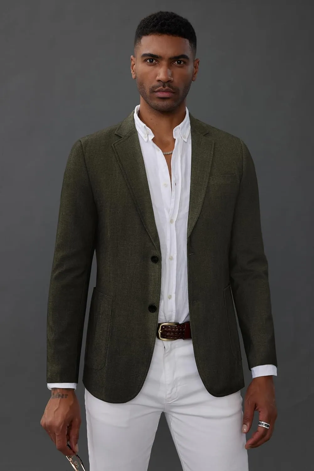 GRACE KARIN Men's Casual Blazer Suit Jackets 2 Button Lightweight Sport Coats