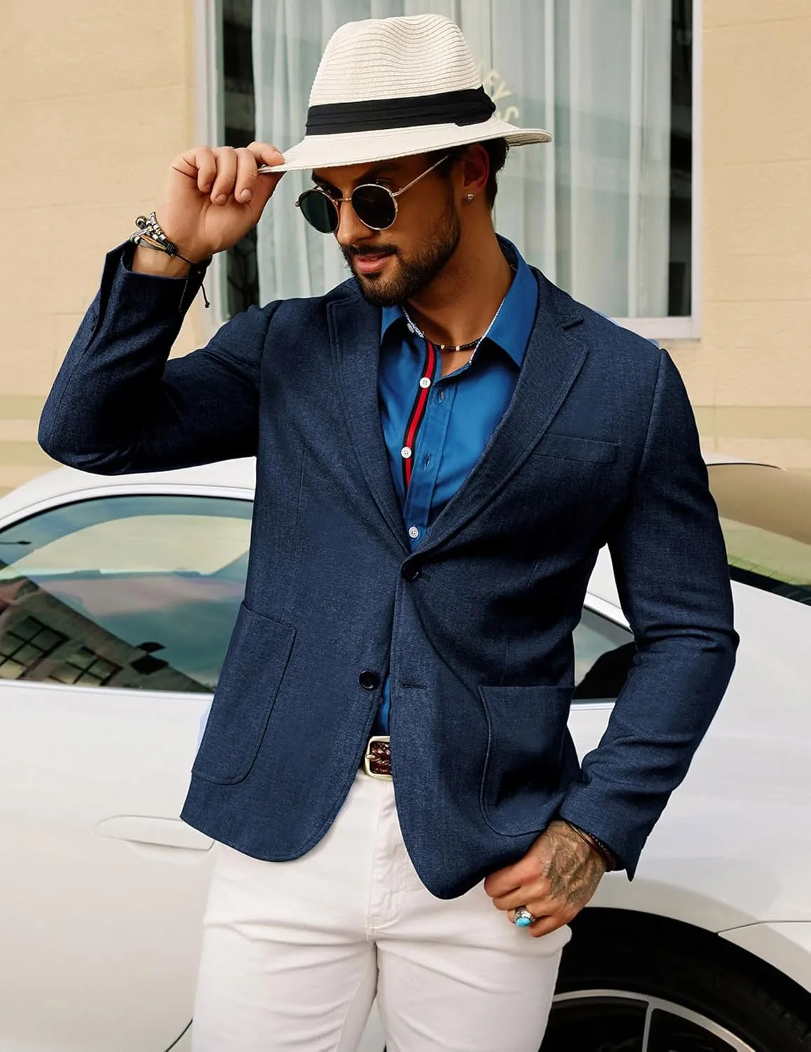 GRACE KARIN Men's Casual Blazer Suit Jackets 2 Button Lightweight Sport Coats