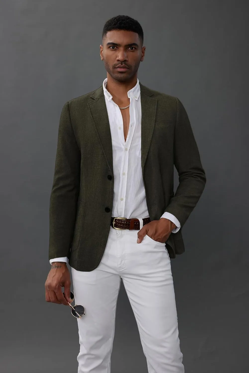 GRACE KARIN Men's Casual Blazer Suit Jackets 2 Button Lightweight Sport Coats