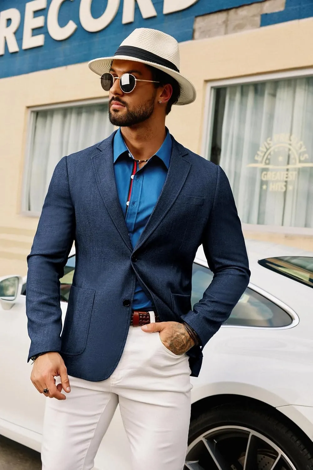 GRACE KARIN Men's Casual Blazer Suit Jackets 2 Button Lightweight Sport Coats