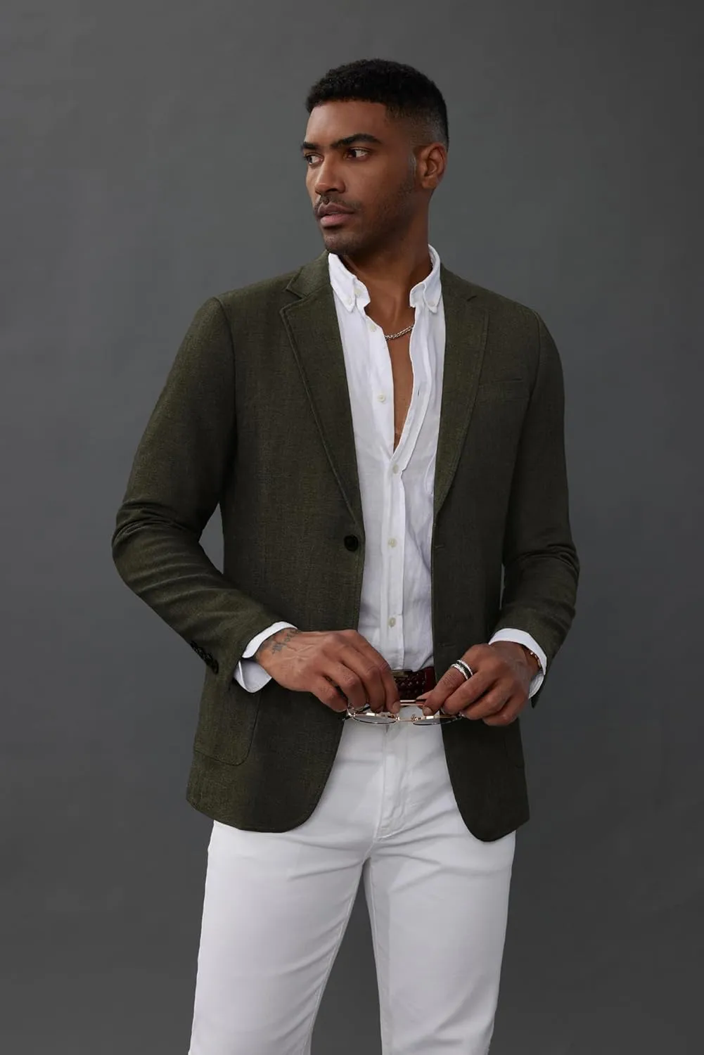 GRACE KARIN Men's Casual Blazer Suit Jackets 2 Button Lightweight Sport Coats