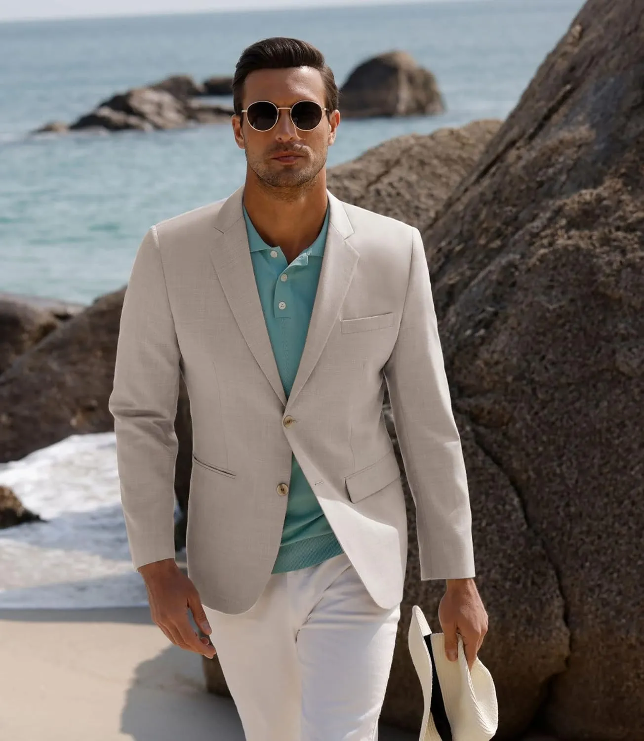 GRACE KARIN Men's Casual Blazer Suit Jackets 2 Button Lightweight Sport Coats