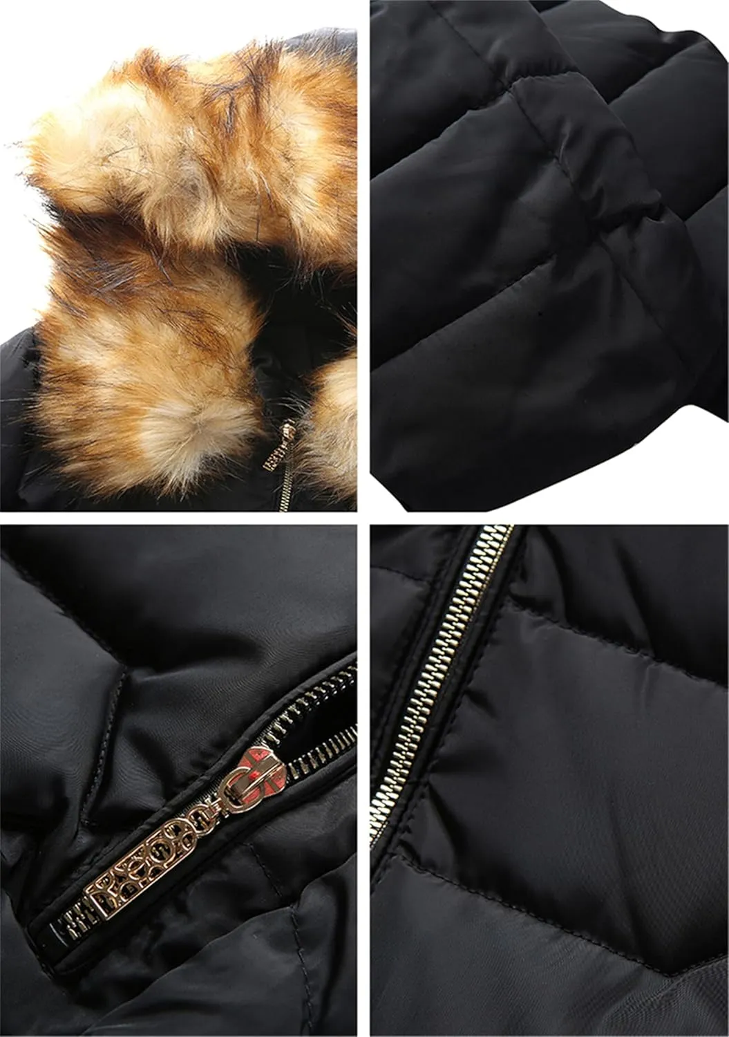GRASWE Women's Thickened Short Down Jacket Winter Fashion Coats Zip Up Casual Parka Jacket with Faux Fur Hood