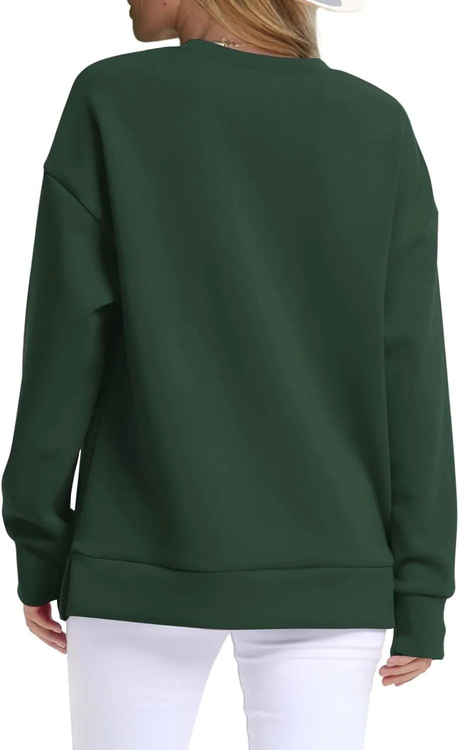Gumipy Oversized Sweatshirt for Women Side Split Fleece Crewneck Sweatshirts Long Sleeve Womens Sweatshirt Spring Clothes