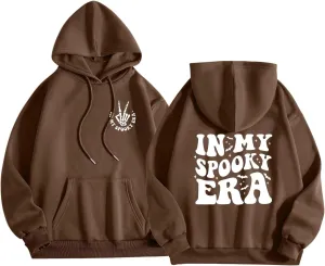 Halloween Hoodies for Teen Girls Spooky Season Letter Print Cute Halloween Sweatshirt Casual Trendy Halloween Clothes