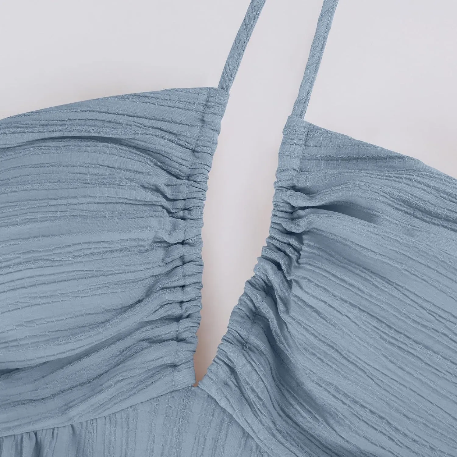 Halter Neck Dresses for Women 2025 Backless Deep V Neck Maxi Sundress a Line Empire Waist Spaghetti Strap Dress