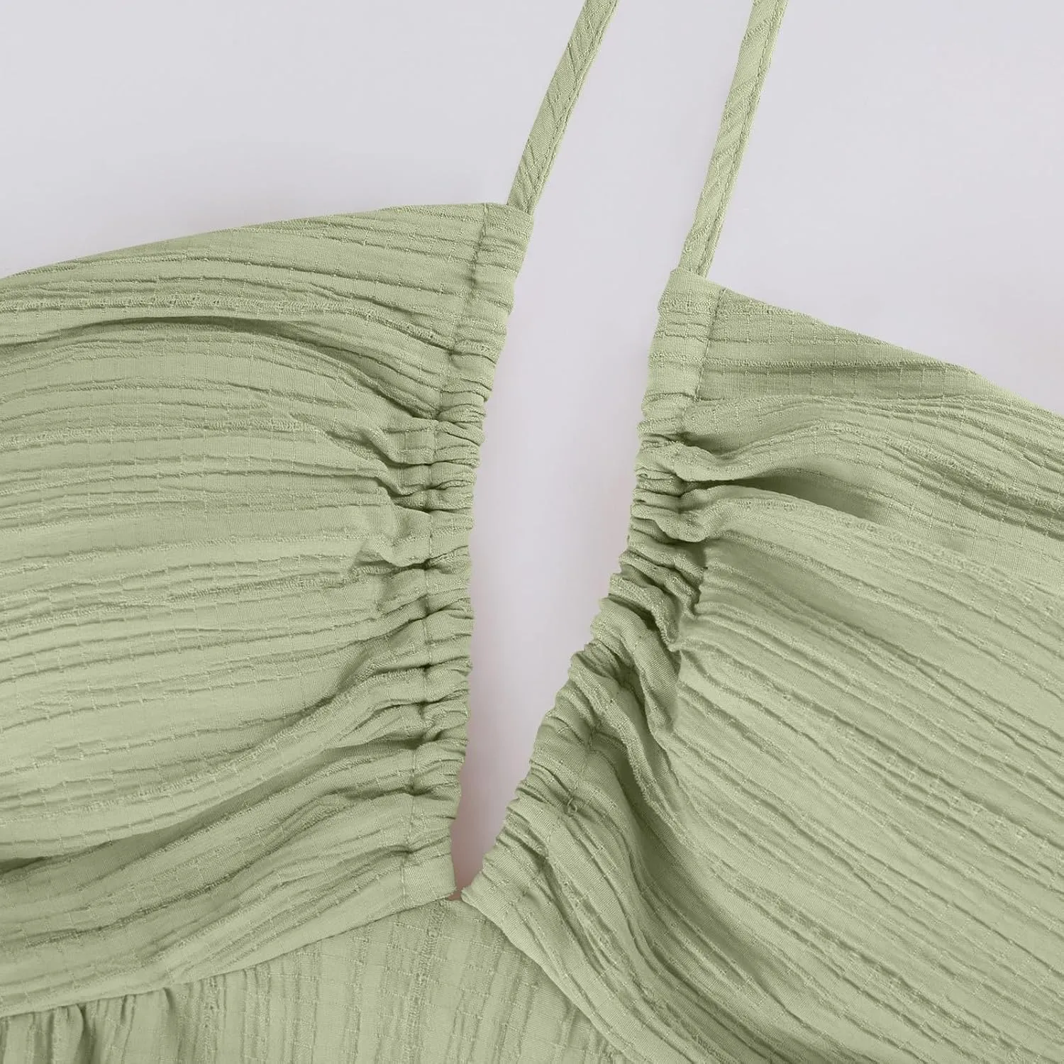 Halter Neck Dresses for Women 2025 Backless Deep V Neck Maxi Sundress a Line Empire Waist Spaghetti Strap Dress