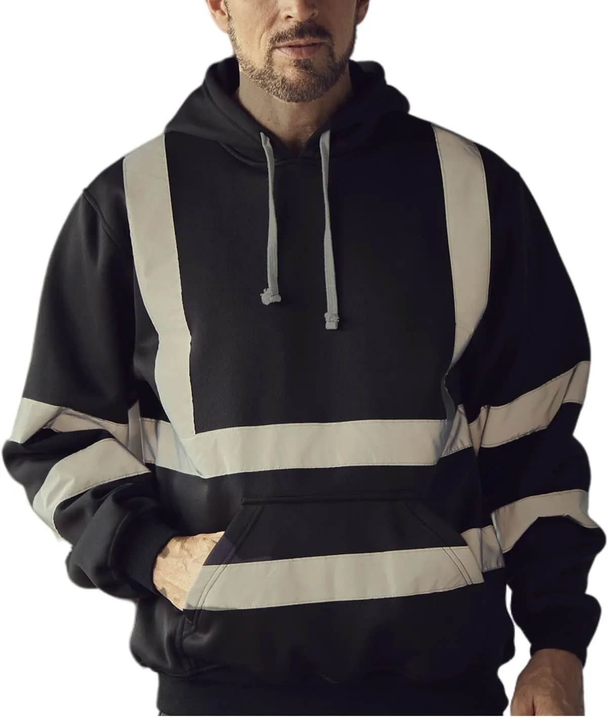 Hi Vis Men's Solid Color Reflective Visibility Sweatshirts Pullover