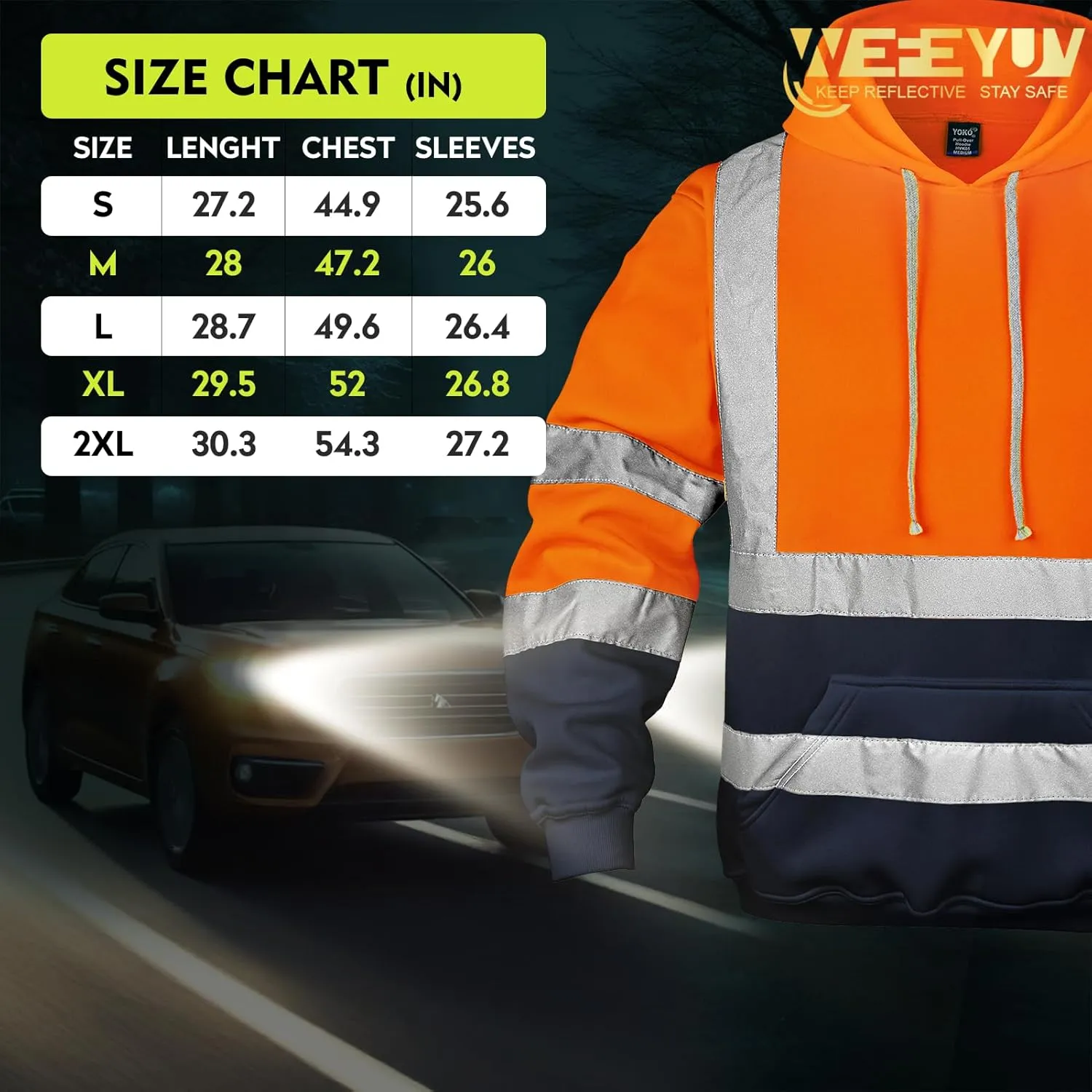 Hi Vis Men's Solid Color Reflective Visibility Sweatshirts Pullover