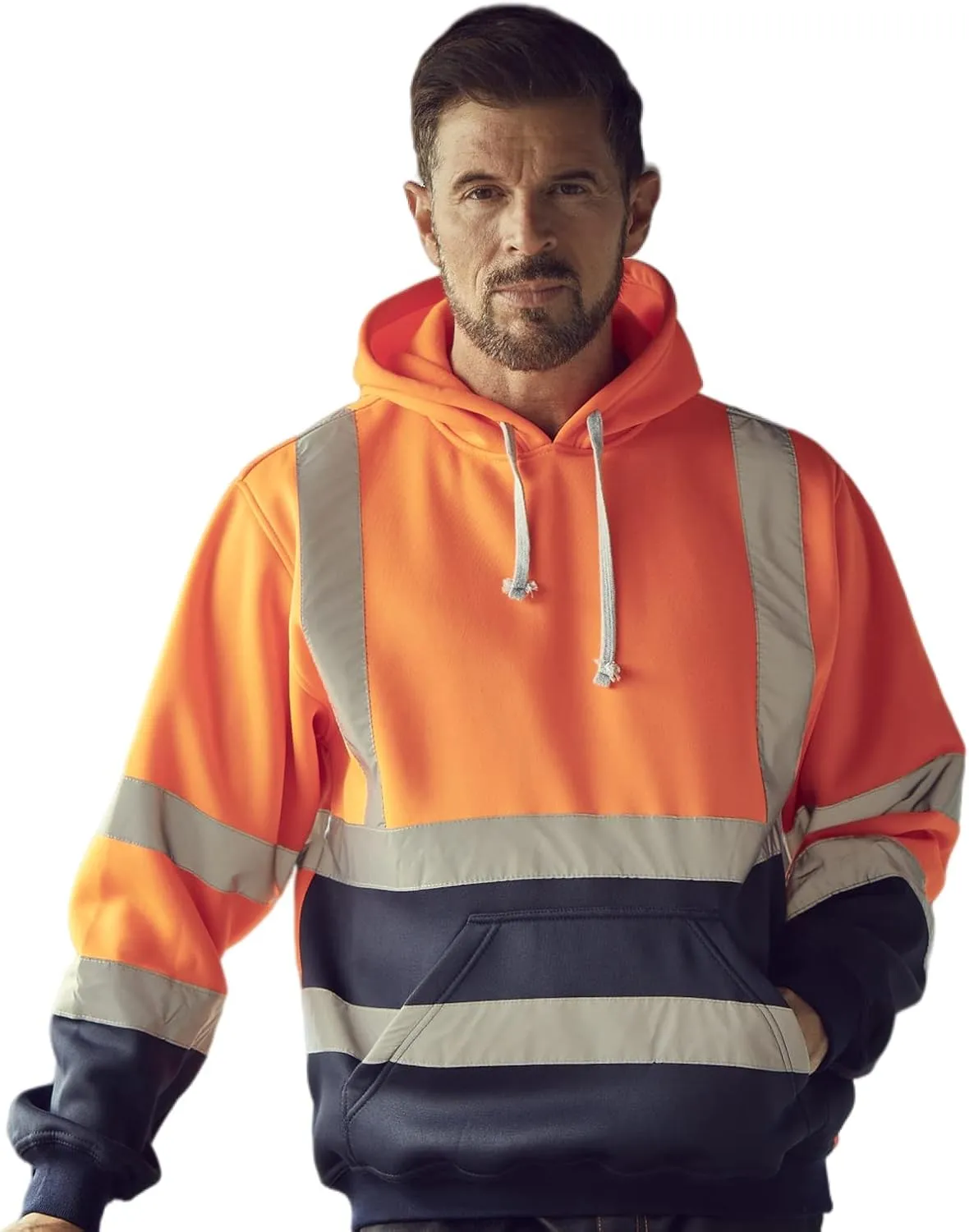 Hi Vis Men's Solid Color Reflective Visibility Sweatshirts Pullover
