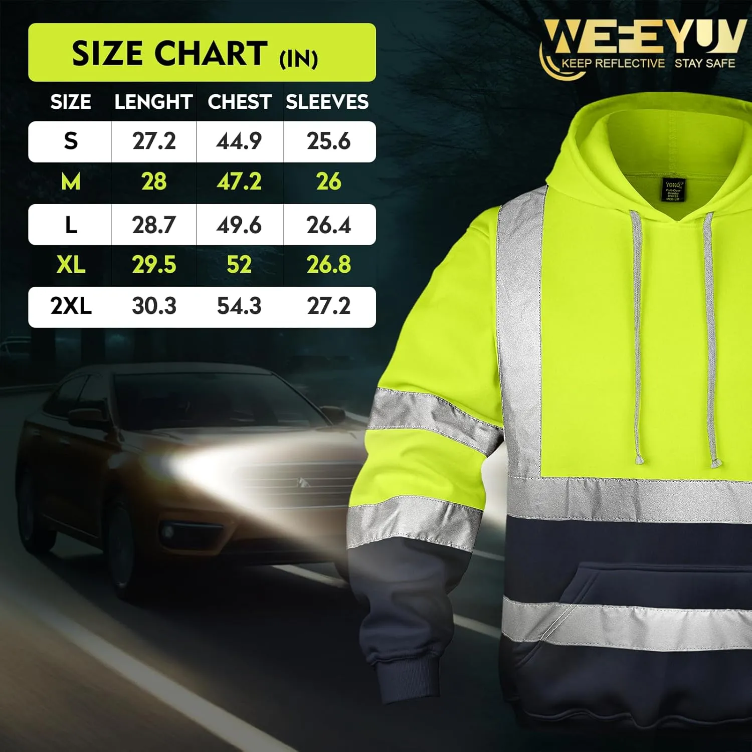 Hi Vis Men's Solid Color Reflective Visibility Sweatshirts Pullover