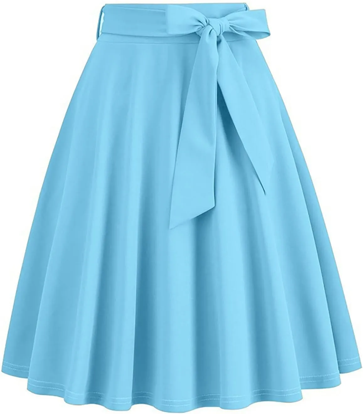 hlysgo Women's High Waist Pleated Midi Skirts 2025 Trendy A-Line Skirt Flowy Swing Skirt with Belt