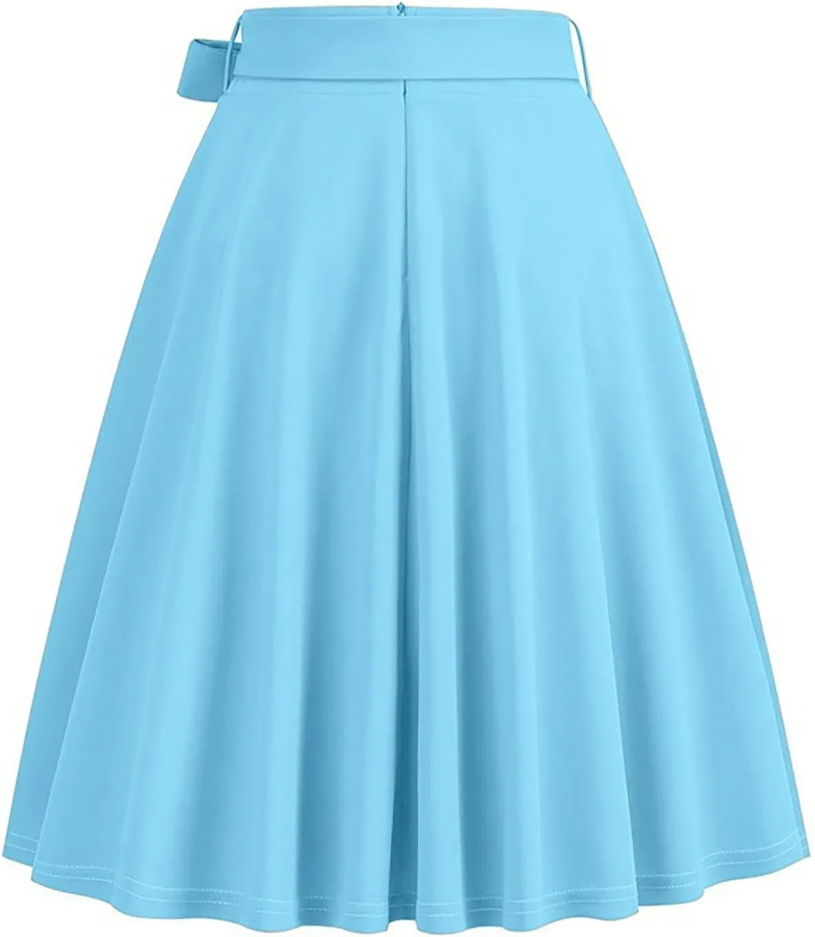 hlysgo Women's High Waist Pleated Midi Skirts 2025 Trendy A-Line Skirt Flowy Swing Skirt with Belt
